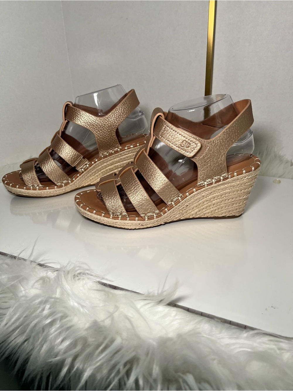 Kenneth Cole Gentle Souls Metallic Gold Wedge Sandals